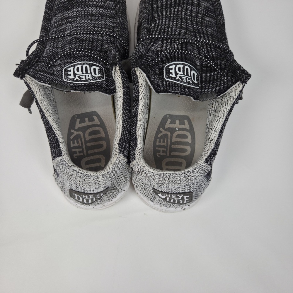 Hey Dude Wally Stretch Shoes Men Size 9 Sneakers Black Gray Slip On Low - Picture 8 of 12
